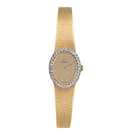 Omega 14K Yellow Gold & Diamonds Quartz 17mm Womens Watch