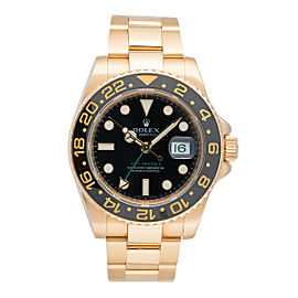 Rolex GMT Master II 116718BKSO Black Index Dial Oyster Bracelet 18K Yellow Gold 40mm Mens Watch