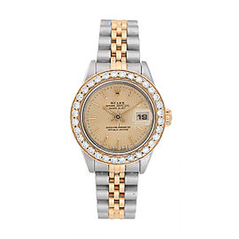 Rolex Datejust Two-Tone 69173 Custom Diamond Bezel Womens Watch