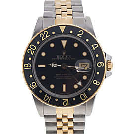 Rolex GMT-Master 16753 Stainless Steel and 18K Yellow Gold Black Dial 40mm Watch