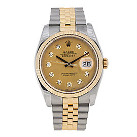 Rolex Datejust 116233 Stainless Steel & 18K Gold Champagne Diamond Mens Watch