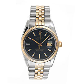 Rolex Datejust 16013 18K Yellow Gold & Stainless Steel Black Dial 36mm Unisex Watch