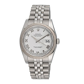 Rolex Oyster Perpetual 116234WRJ White Dial Stainless Steel Jubilee Bracelet Automatic 36mm Mens Watch