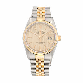 Rolex Datejust 16233 Two-Tone Stainless Steel and 18K Yellow Gold Chapmagne Stick Tapestry Dial Automatic 36mm Unisex Watch