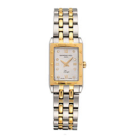 Raymond Weil Tango Rectangular 5971 Two-Tone Mother-Of-Pearl Dial 18mm Womens Watch